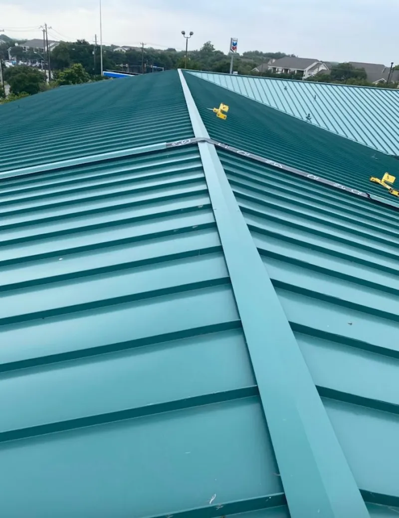 Green commercial metal roof ridge and valley for Metal Roof Repair in Findlay